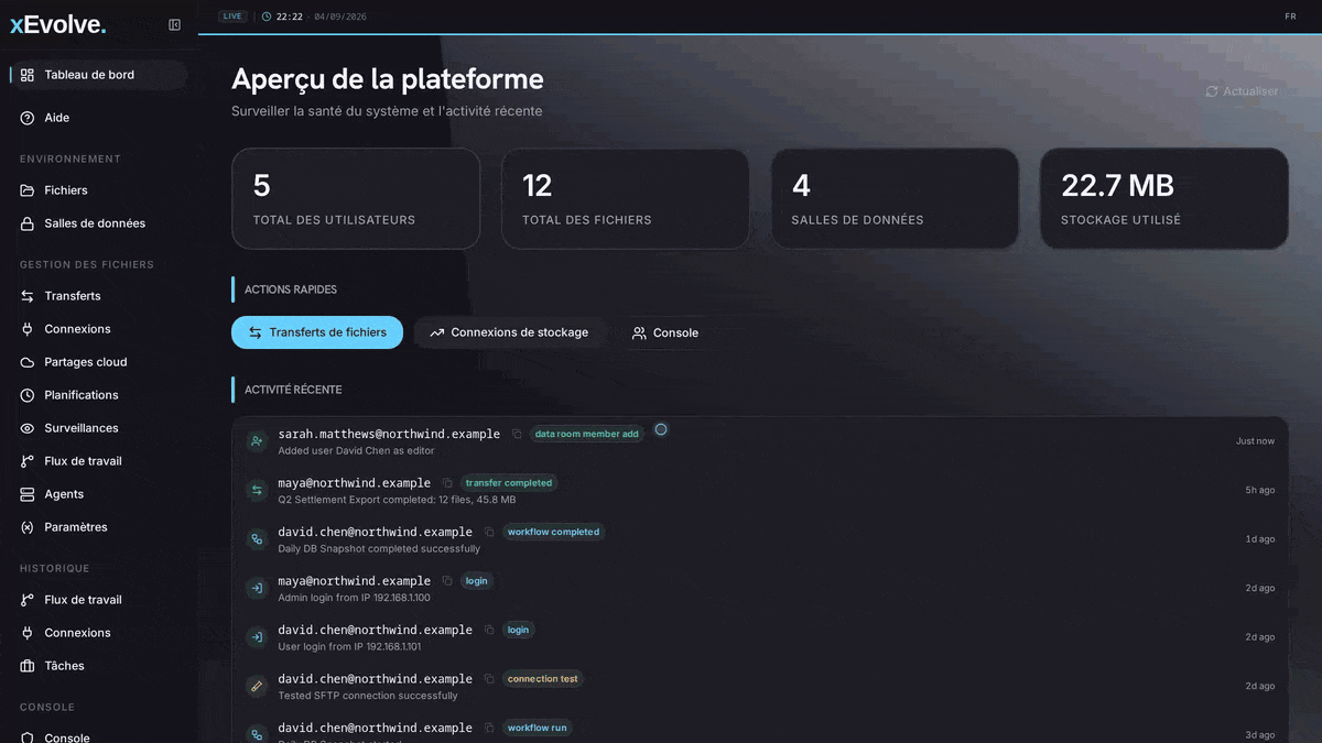 Le tableau de bord xEvolve