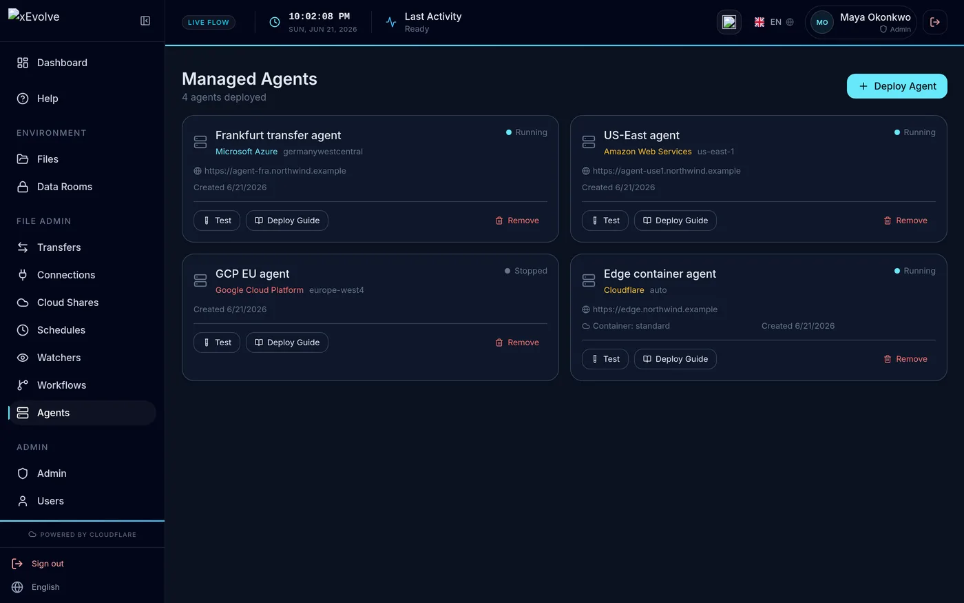xEvolve managed agents screen