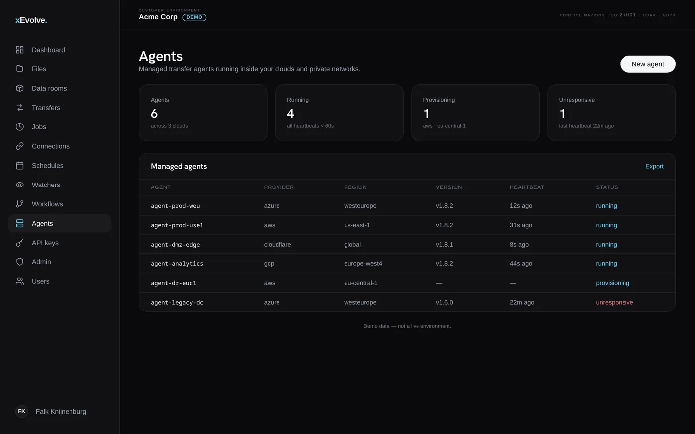 xEvolve managed agents screen