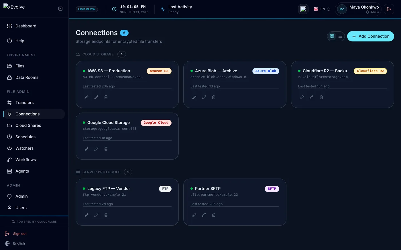 xEvolve connections screen
