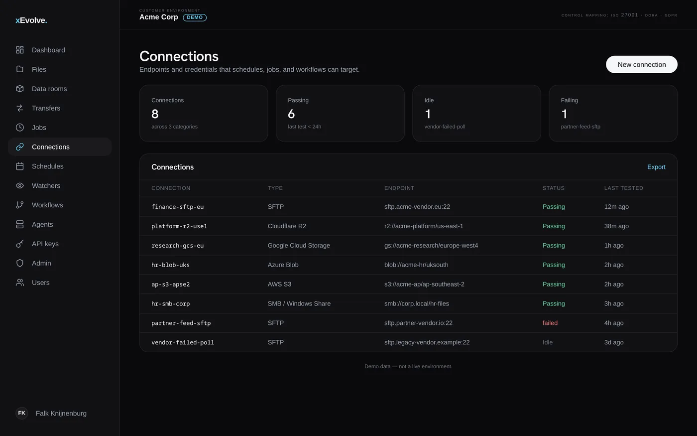 xEvolve connections screen