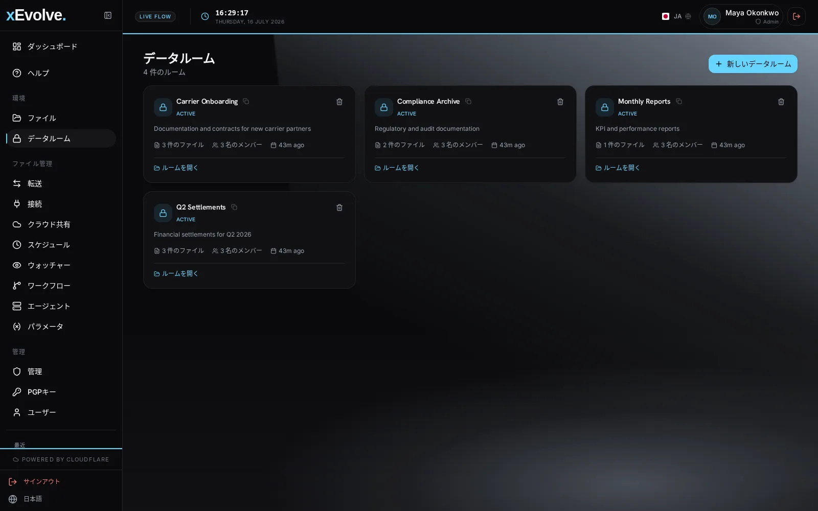 xEvolve データルーム画面