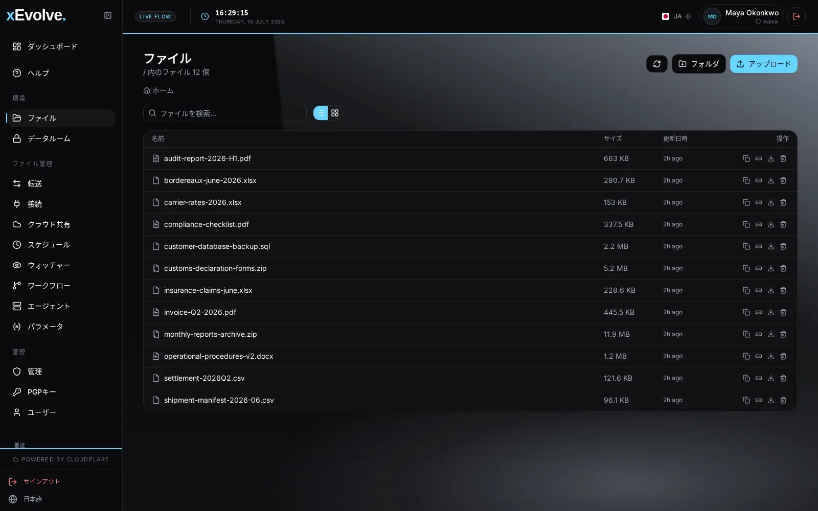 xEvolve ファイル画面