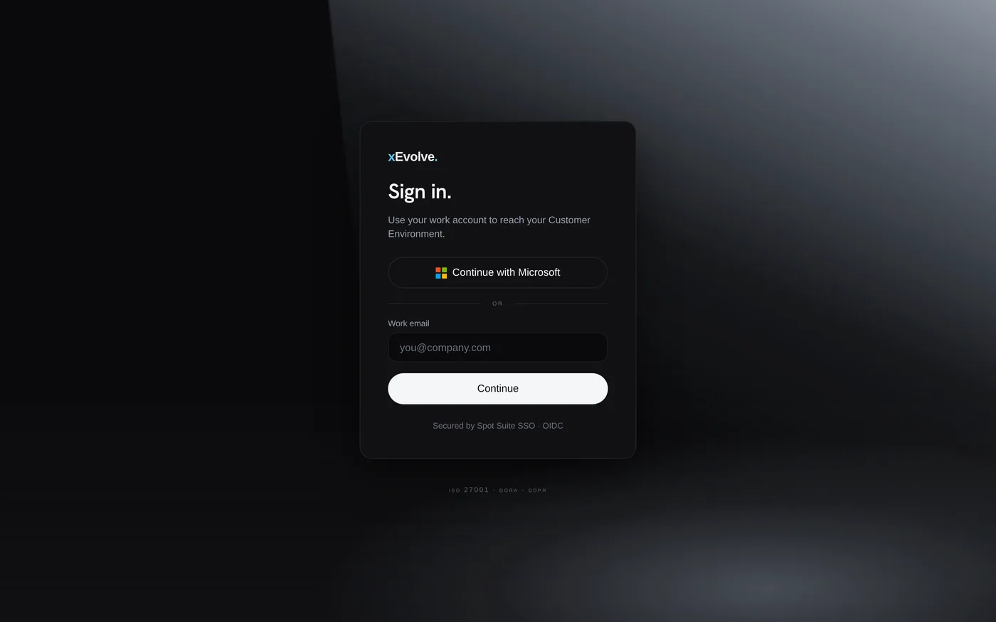 xEvolve sign-in screen