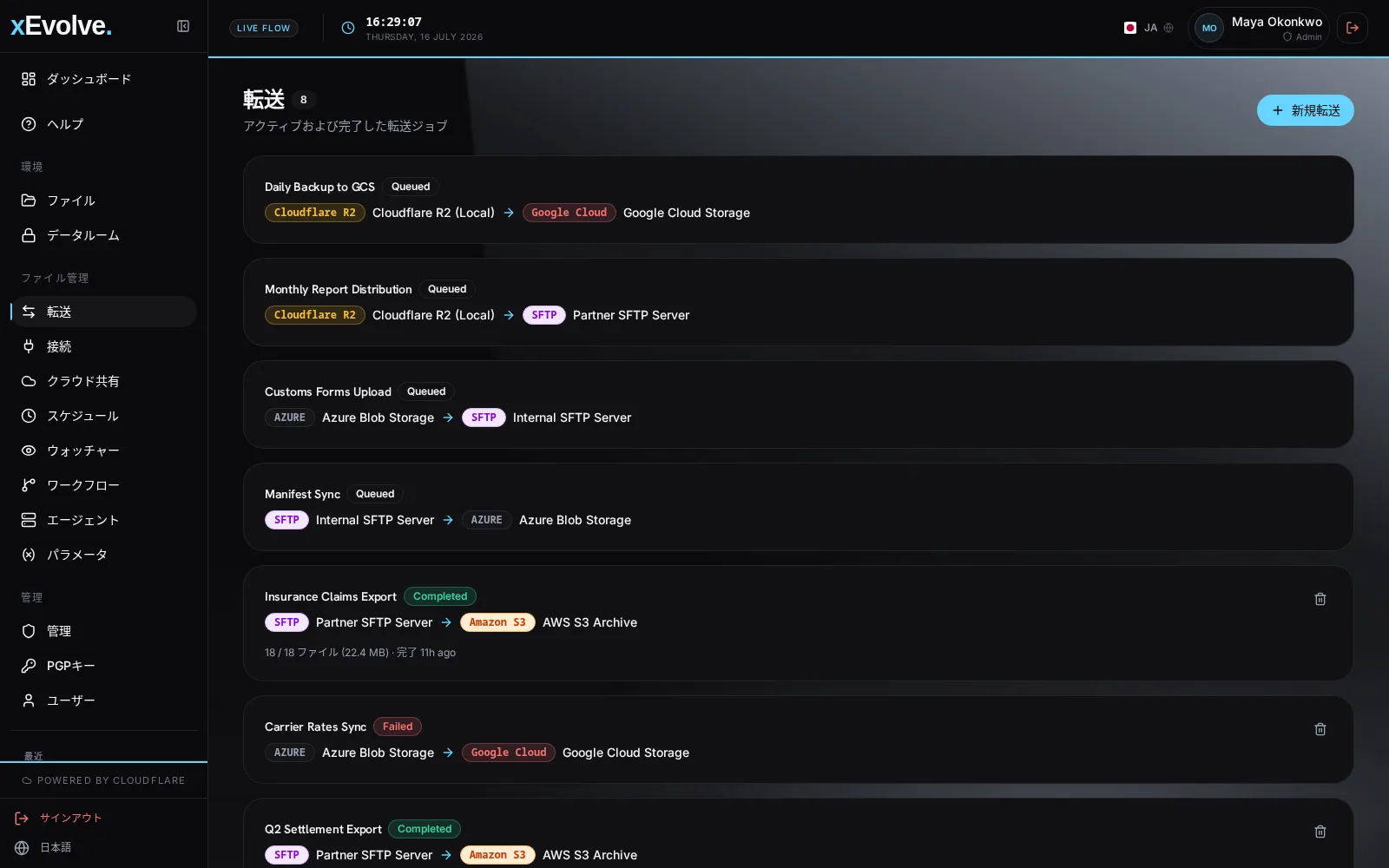 xEvolve 転送画面