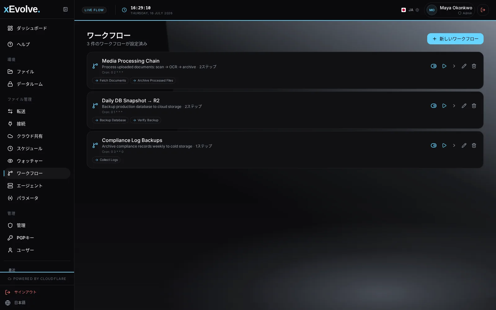 xEvolve ワークフロー画面